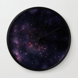 Purple clouds outer space illustration Wall Clock
