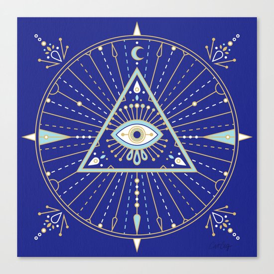 Evil Eye Mandala – Navy Canvas Print
