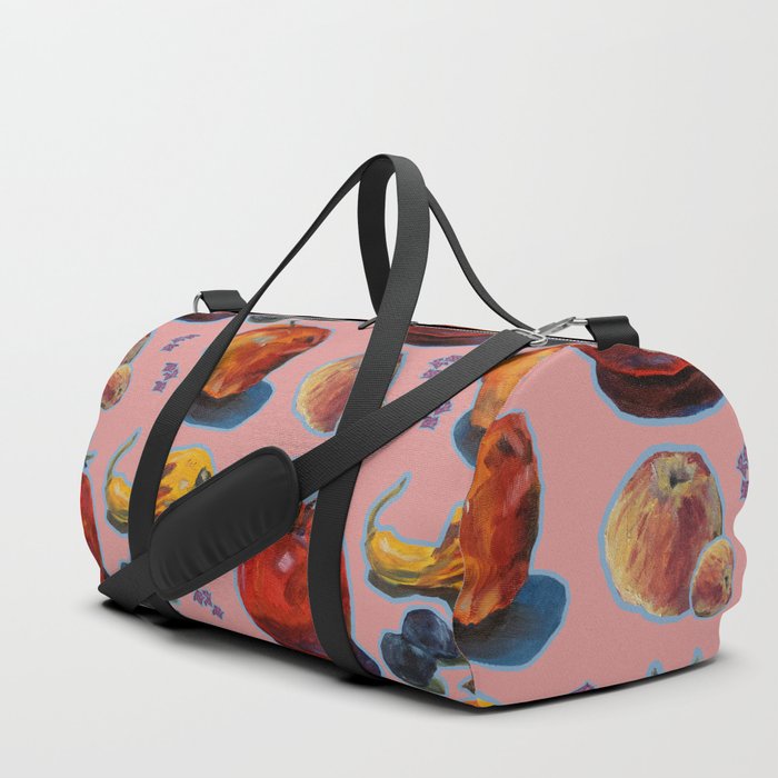 Oil painted veggi on pink background Duffle Bag