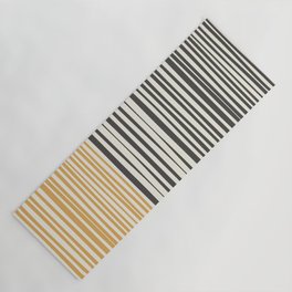 Natural Stripes Modern Minimalist Colour Block Pattern Charcoal Grey, Muted Mustard Gold, and Cream Beige Yoga Mat