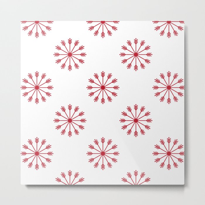 Snowflakes - white and red Metal Print