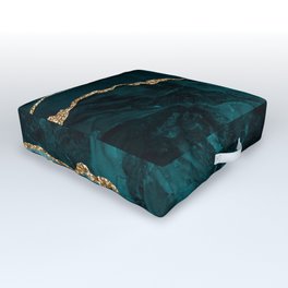 Teal Blue Emerald Marble Landscapes Outdoor Floor Cushion