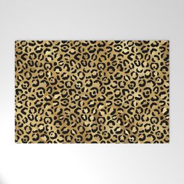 Gold Leopard Print Pattern 02 Welcome Mat