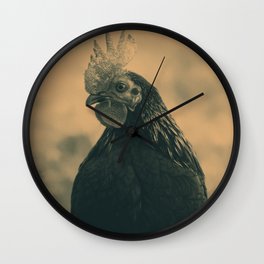 Rooster in Sepia Wall Clock