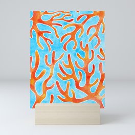 Coral - Turquoise Background Mini Art Print