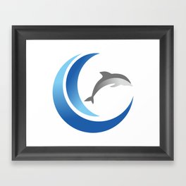 dolphin with wave rolls Framed Art Print