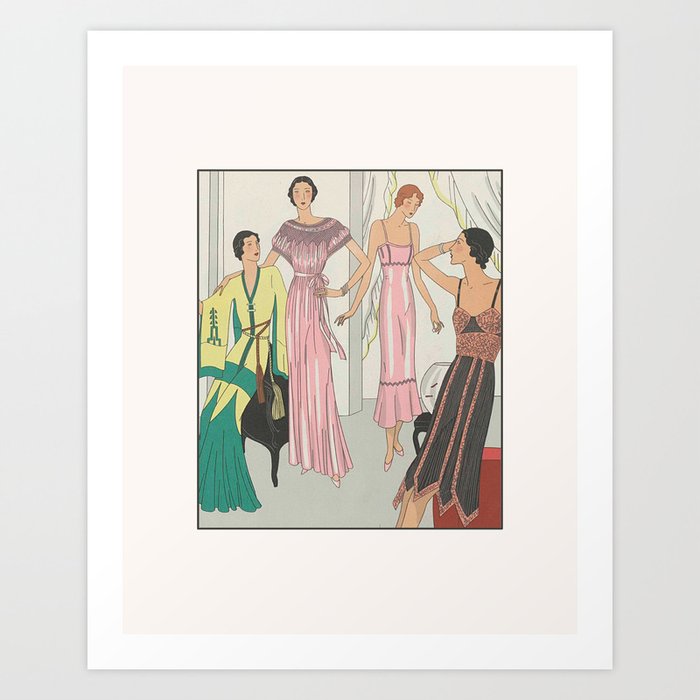 Glamour, Historical Art Deco Fashion print, Haute Couture, Paris French  Vintage and modern advertisement Art Print by Noony
