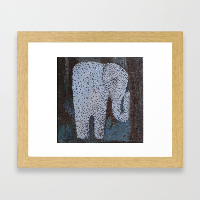 Elephant mother in the woods Framed Art Print