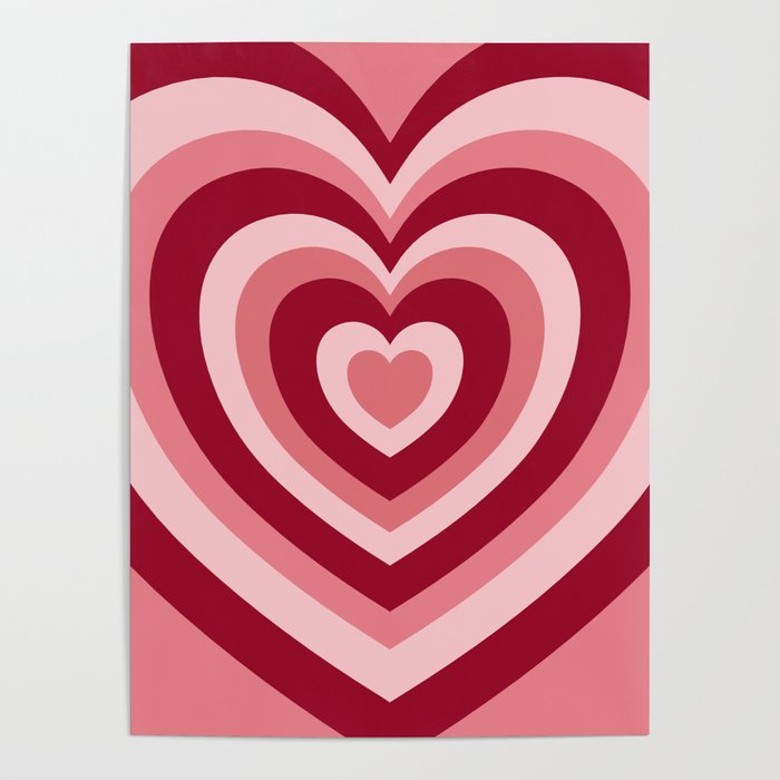 Rose Red Hypnotic Hearts Poster