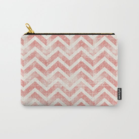Maritime Navy Chevron Herringbone ZigZag in White Red Carry-All Pouch