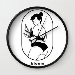 Bloom: Body Positive Plant Mom Wall Clock | Bodypositivity, Curvy, Selflove, Plant, Minimalist, Digital, Drawing, Plantmom, Loveyourself, Womenempowerment 