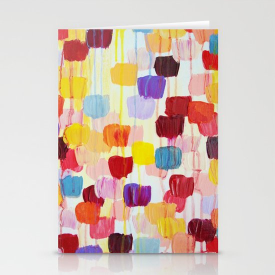 DOTTY - Stunning Bright Bold Rainbow Colorful Square Polka Dots Lovely Original Abstract Painting Stationery Cards