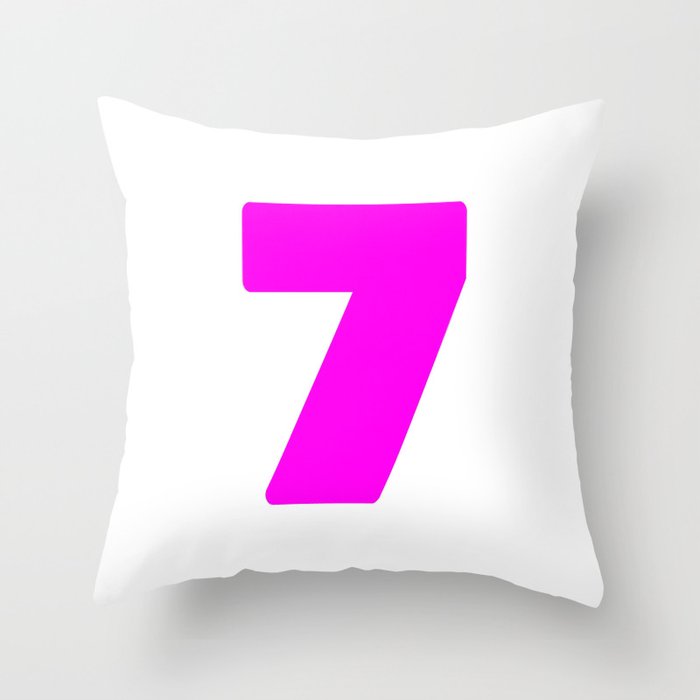 7 (Magenta & White Number) Throw Pillow