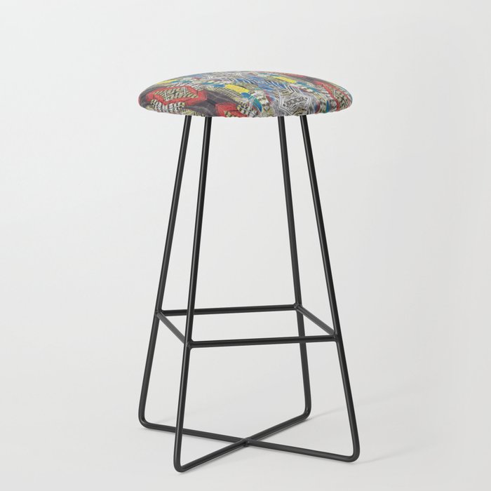 Feathers in a Tiled Repeating Pattern Bar Stool