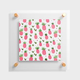 Watercolor pineapples - pink and green glitter Floating Acrylic Print