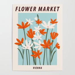 Flower market print, Vienna, Posters aesthetic, Flower print, Floral art, Botanical, Cottagecore Poster