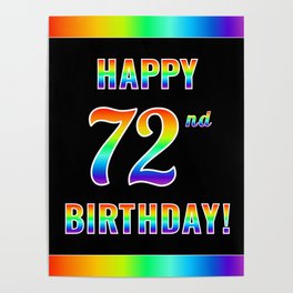[ Thumbnail: Fun, Colorful, Rainbow Spectrum “HAPPY 72nd BIRTHDAY!” Poster ]
