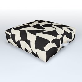  Black&White Warped Wavy Check Outdoor Floor Cushion