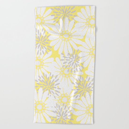 Summer Flowers Yellow Beach Towel