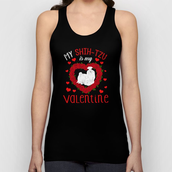 Dog Animal Hearts Day Shih-Tzu My Valentines Day Tank Top