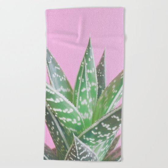 Pink Aloe Tiki Beach Towel