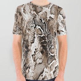 Tan Snakeskin  All Over Graphic Tee