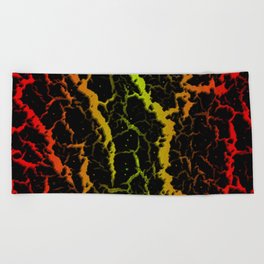 Cracked Space Lava - Red/Lime Beach Towel