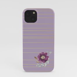 Pastel Watercolor Floral with Metallic Stripes iPhone Case