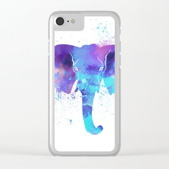 Watercolor Elephant Head Clear iPhone Case