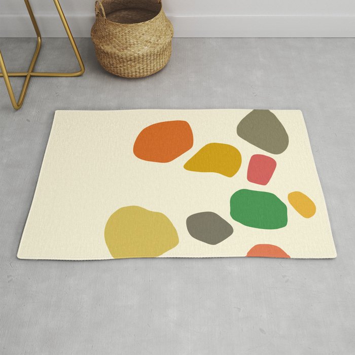 Mid century modern simple stones composition for coral reef 1 Rug