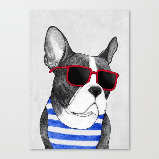 Frenchie Summer Style Canvas Print