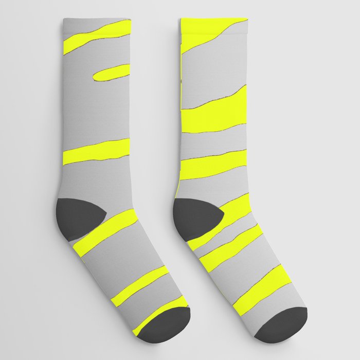 Silver Tiger Stripes Yellow Socks