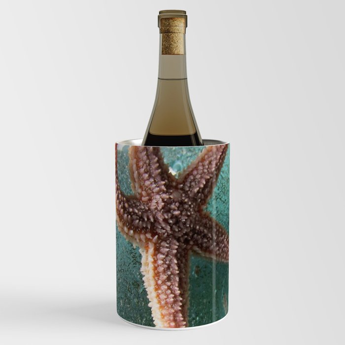 Starfish on Ocean Blue Sea Glass Wine Chiller