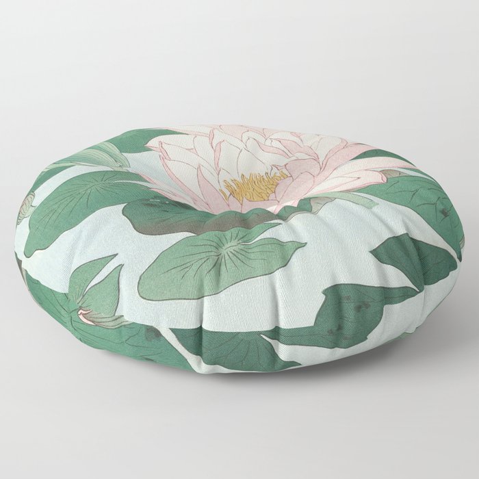 Water Lilies - Japanese Vintage Woodblock Print Floor Pillow