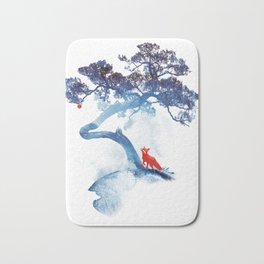 The last apple tree Bath Mat | Painting, Tree, Japan, Curated, Surrealism, Watercolor, Digital, Fox 