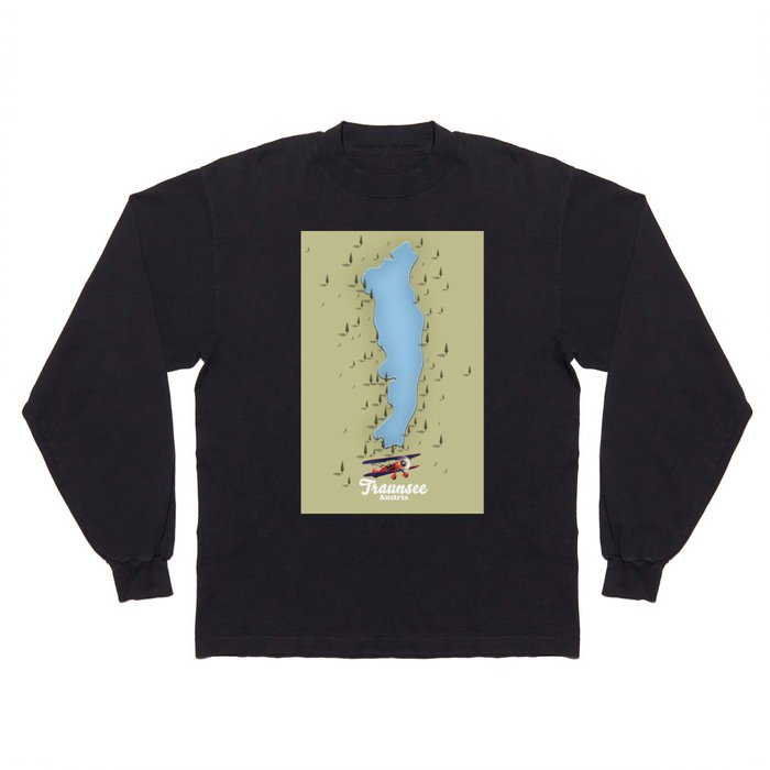 Traunsee Austrian lake map Long Sleeve T Shirt