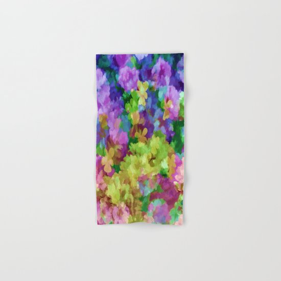 Watercolor Garden Flowers Hand & Bath Towel