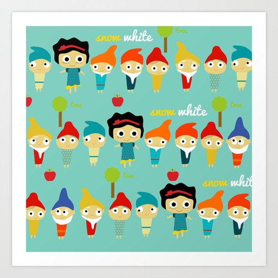 Snow White and the 7 dwarfs Art Print