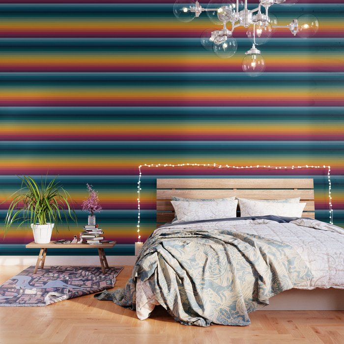 Colorful Abstract Vintage 70s Style Retro Rainbow Summer Stripes
