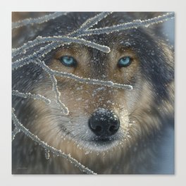 Wolf Portrait - Fire in Ice Canvas Print