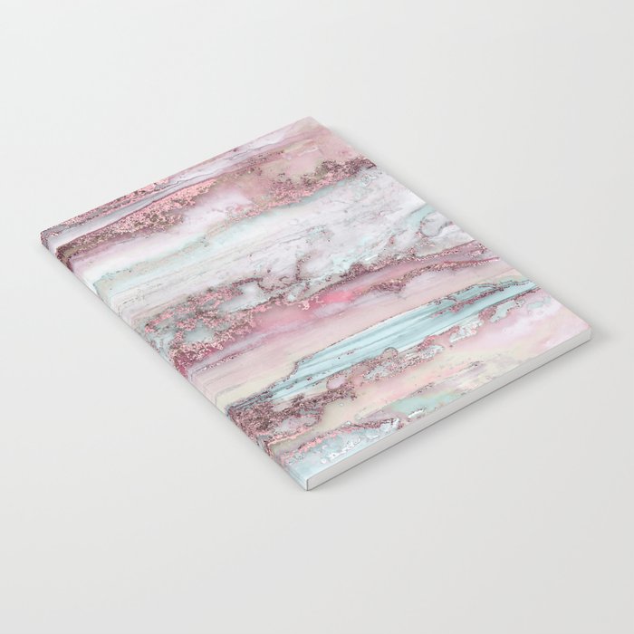 Marbled Stripes Luxury Rose Gold And Mint Glamour Notebook