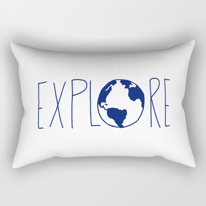Explore the Globe x Ocean Blue Rectangular Pillow
