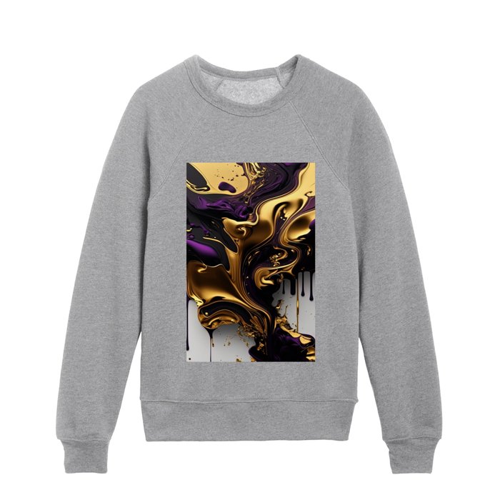 Purple, Gold and White Abstract Kids Crewneck