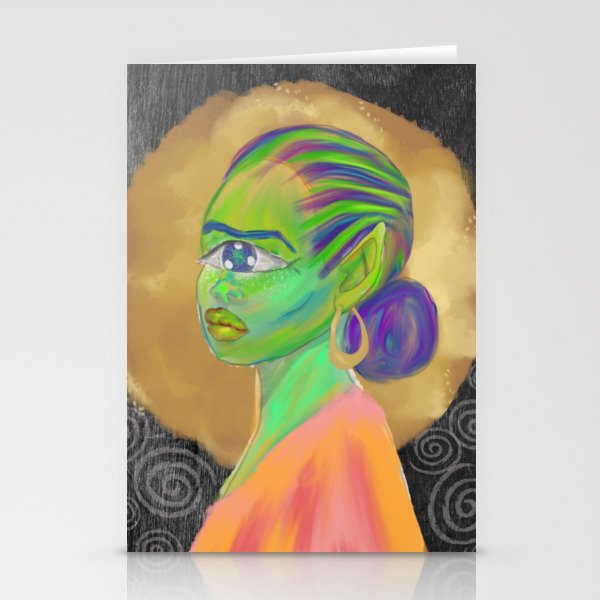 One Eyed Green Female Alien  Stationery Cards