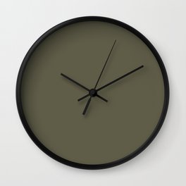 Dark Muted Olive Green Solid Color Pairs Dunn and Edwards Olive Court DEA174 Wall Clock