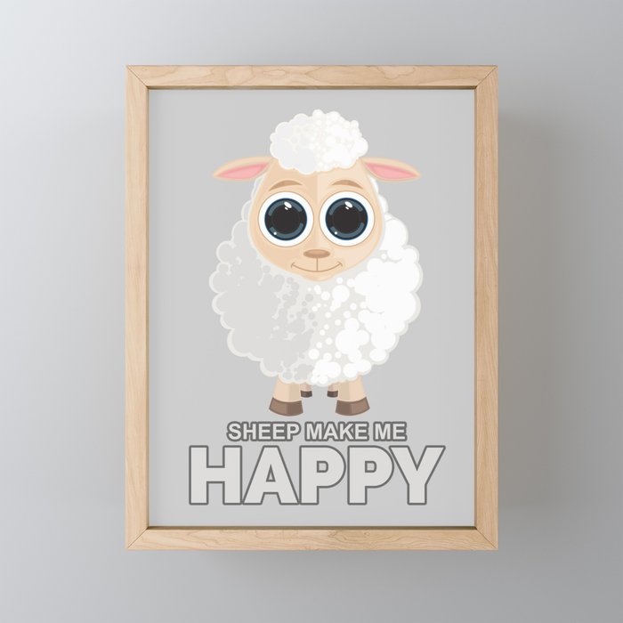 Sheep Make Me Happy Framed Mini Art Print