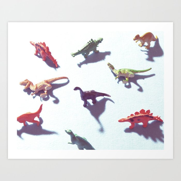 Dinosaurs in blue Art Print