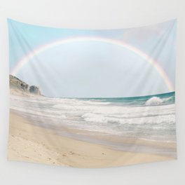 Malibu Beach Rainbow Wall Tapestry