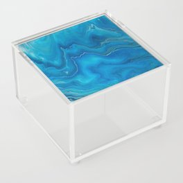 Blue & Teal Marble Agate Abstraction Acrylic Box