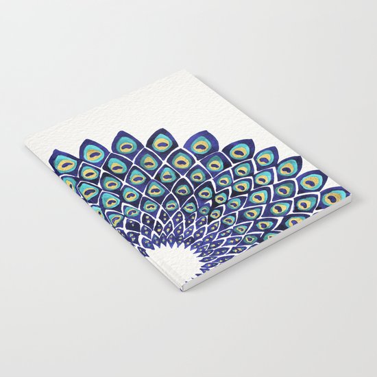 Peacock Mandala – Navy & Gold Notebook